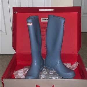 Hunter Original Tall Rain Boots Blue Sky Size 7